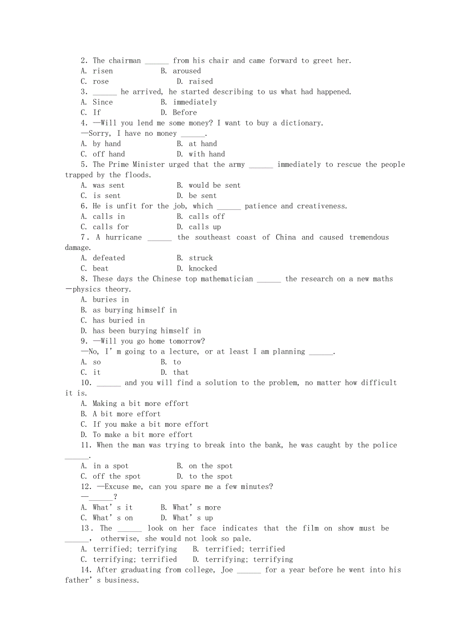 高二英语 寒假作业优秀学生寒假必做作业 Unit10 大纲人教版_第2页