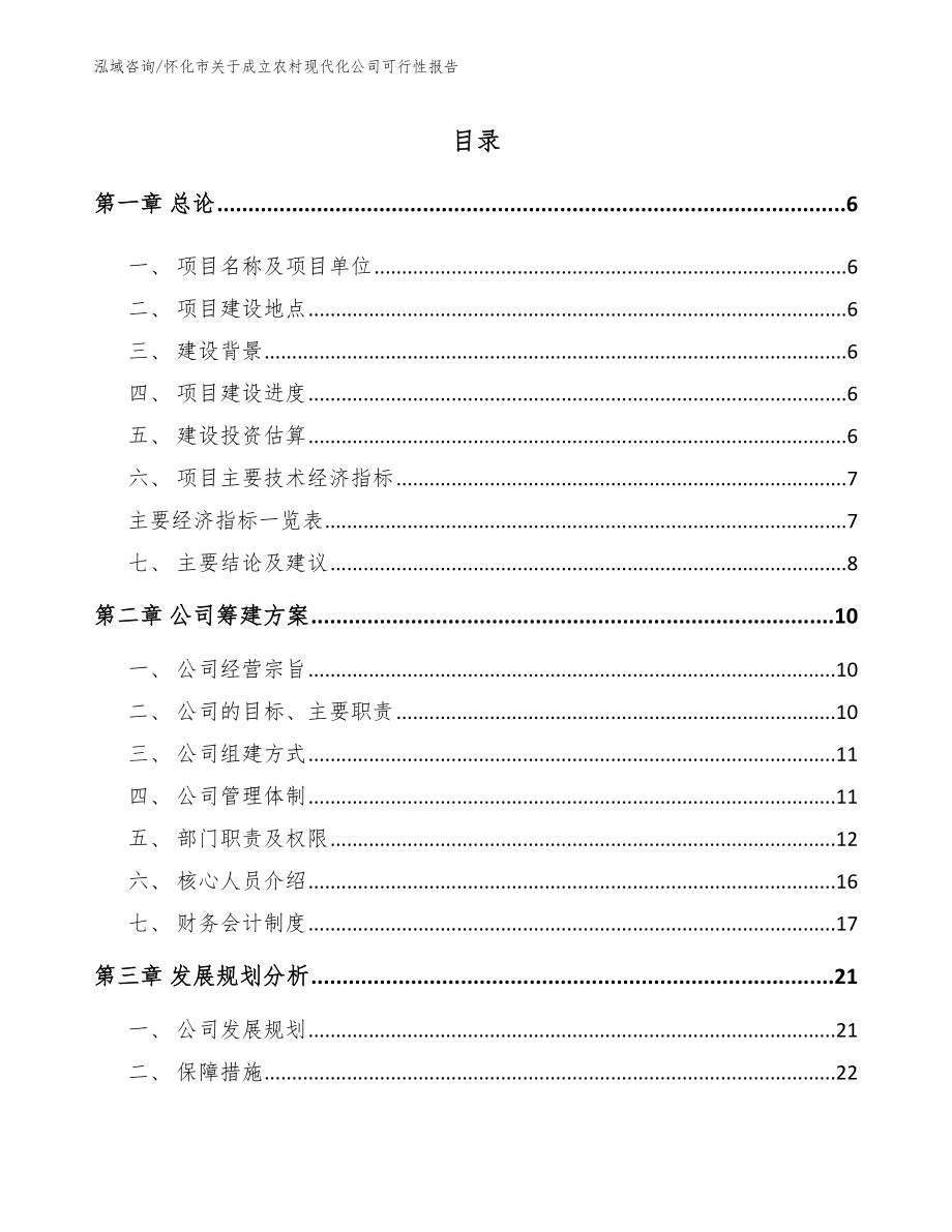 怀化市关于成立农村现代化公司可行性报告_范文参考_第1页