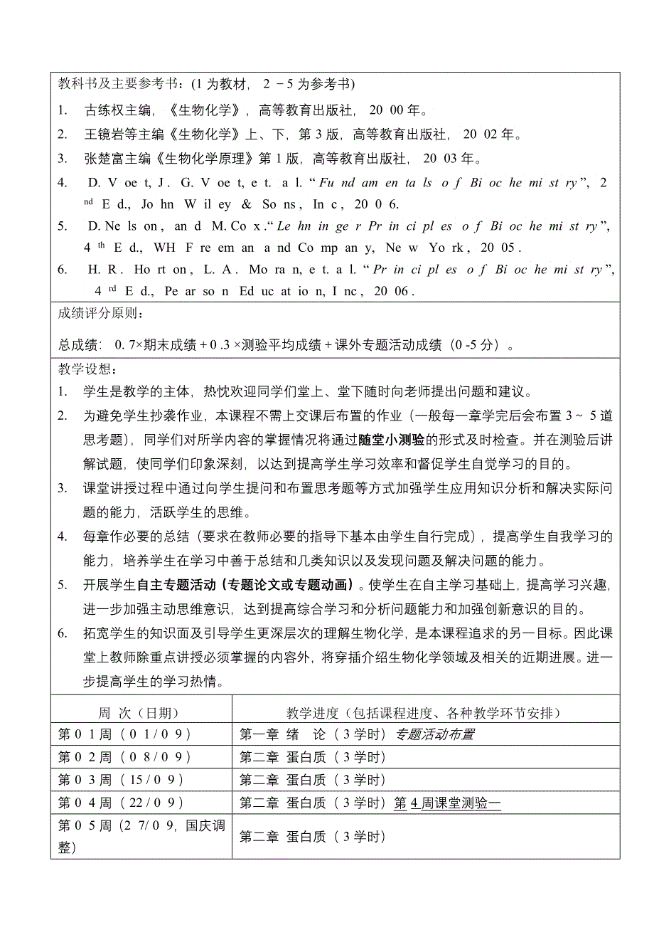 级《生物化学》教学进度表_第2页