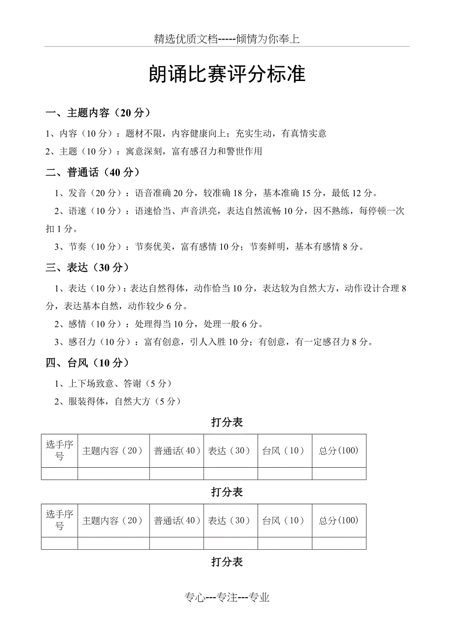 朗诵比赛评分标准打分表(共3页)_第1页