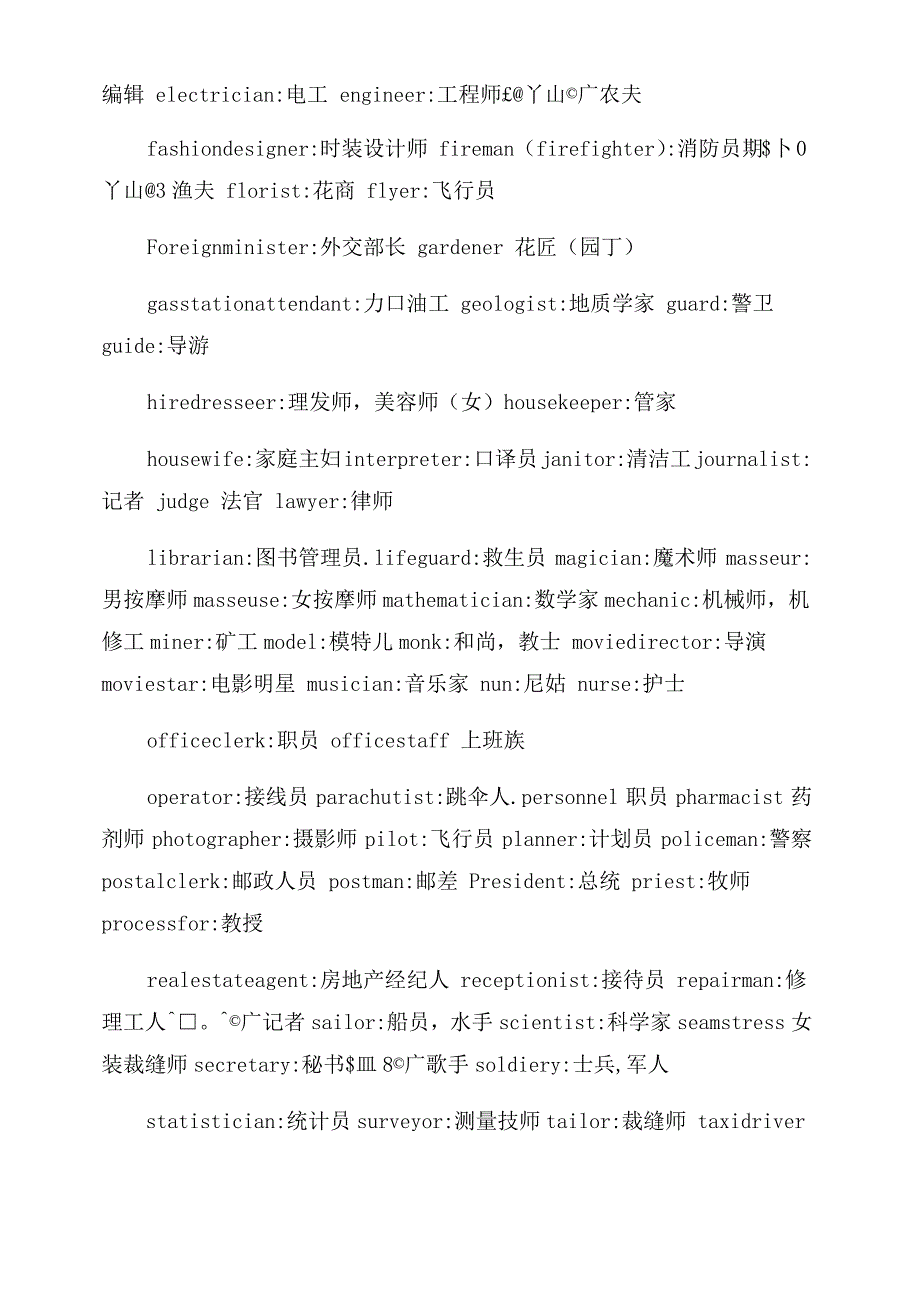 关于职业的英语单词大全_第4页