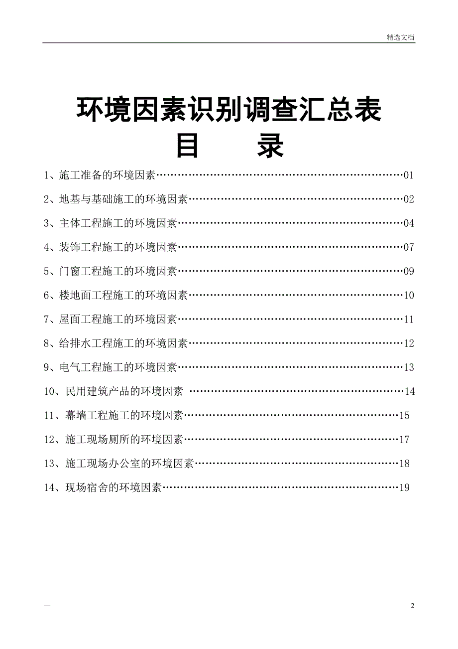 项目部环境因素清单(汇总)_第2页