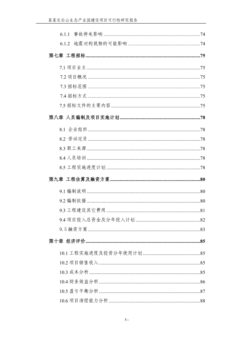 某某长白山生态产业园建设项目可行性论证报告(甲级资质100页-财务分析表格齐全).doc_第5页