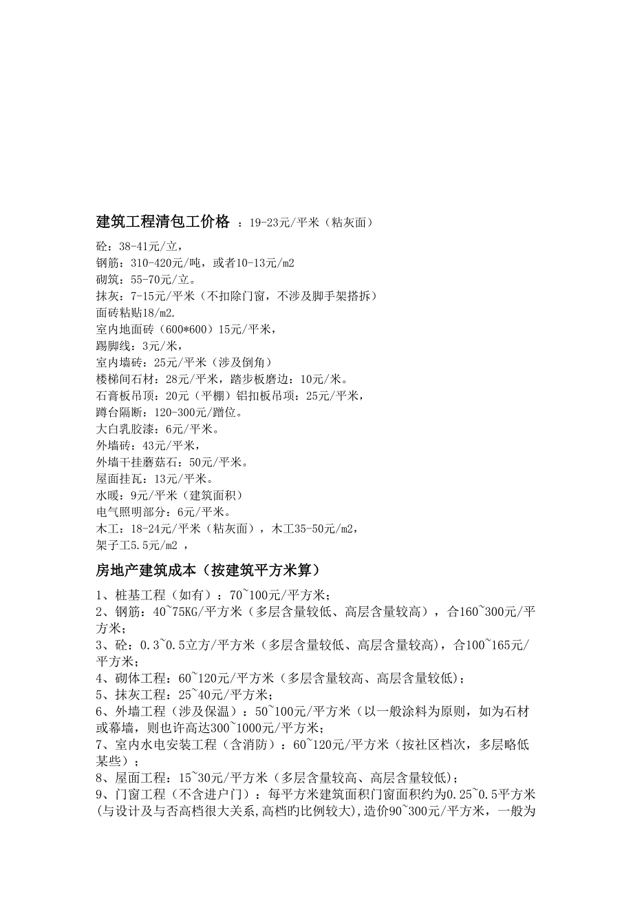 优质建筑关键工程清包工价格大全_第1页