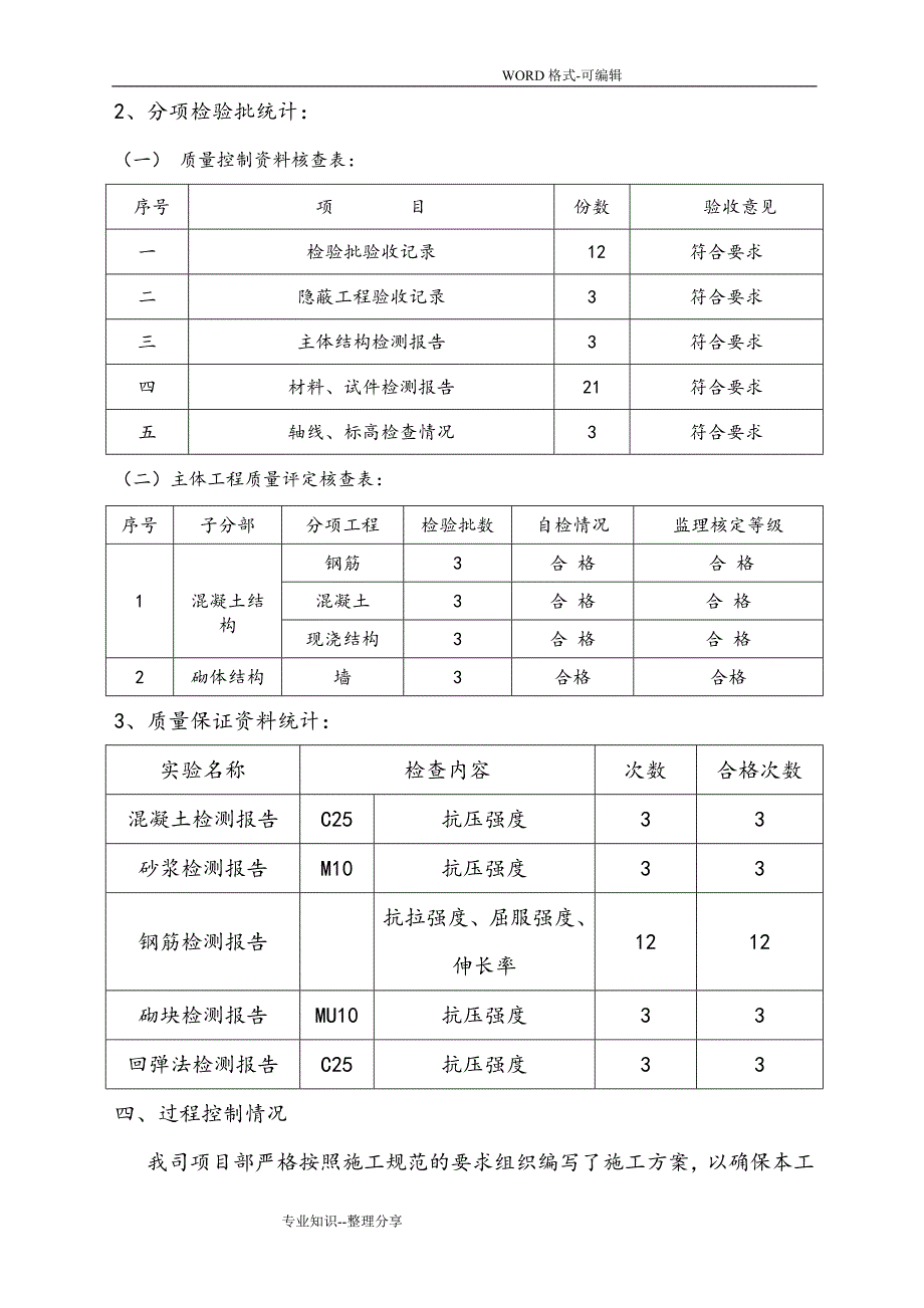 砖混结构主体验收自评报告范文.doc_第4页