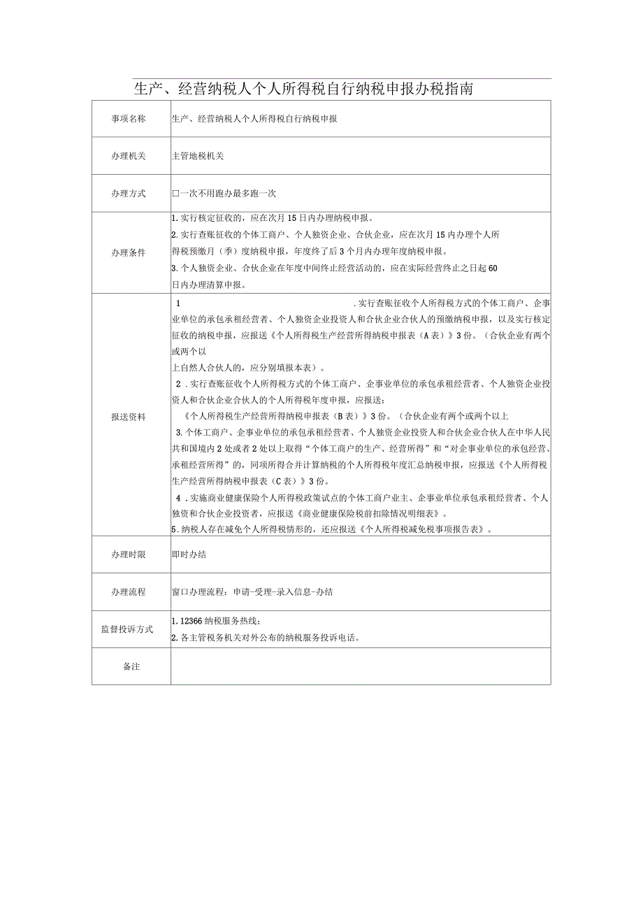 生产、经营纳税人个人所得税自行纳税申报办税指南_第1页