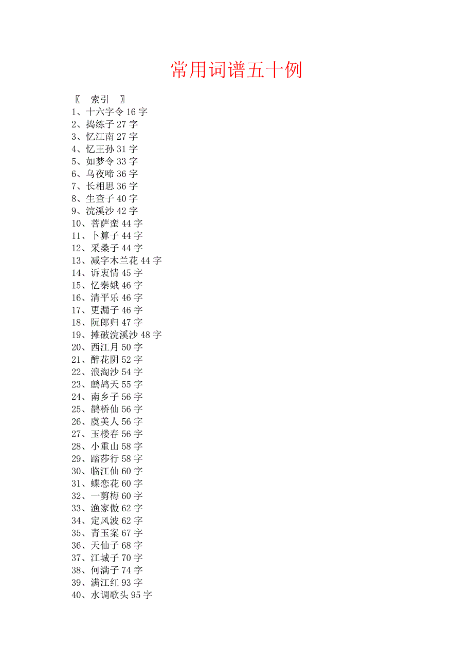 常用词谱五十例.doc_第1页