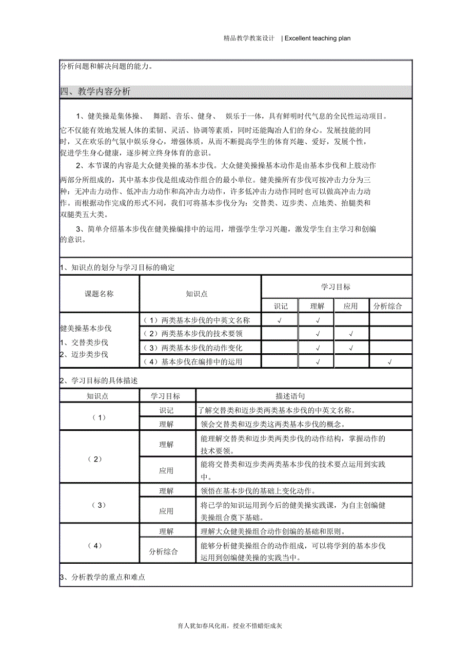 张杰(大众健美操基本步伐)教学设计新部编版_第3页