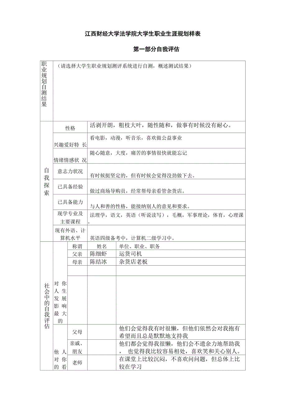 职业规划生涯表_第1页