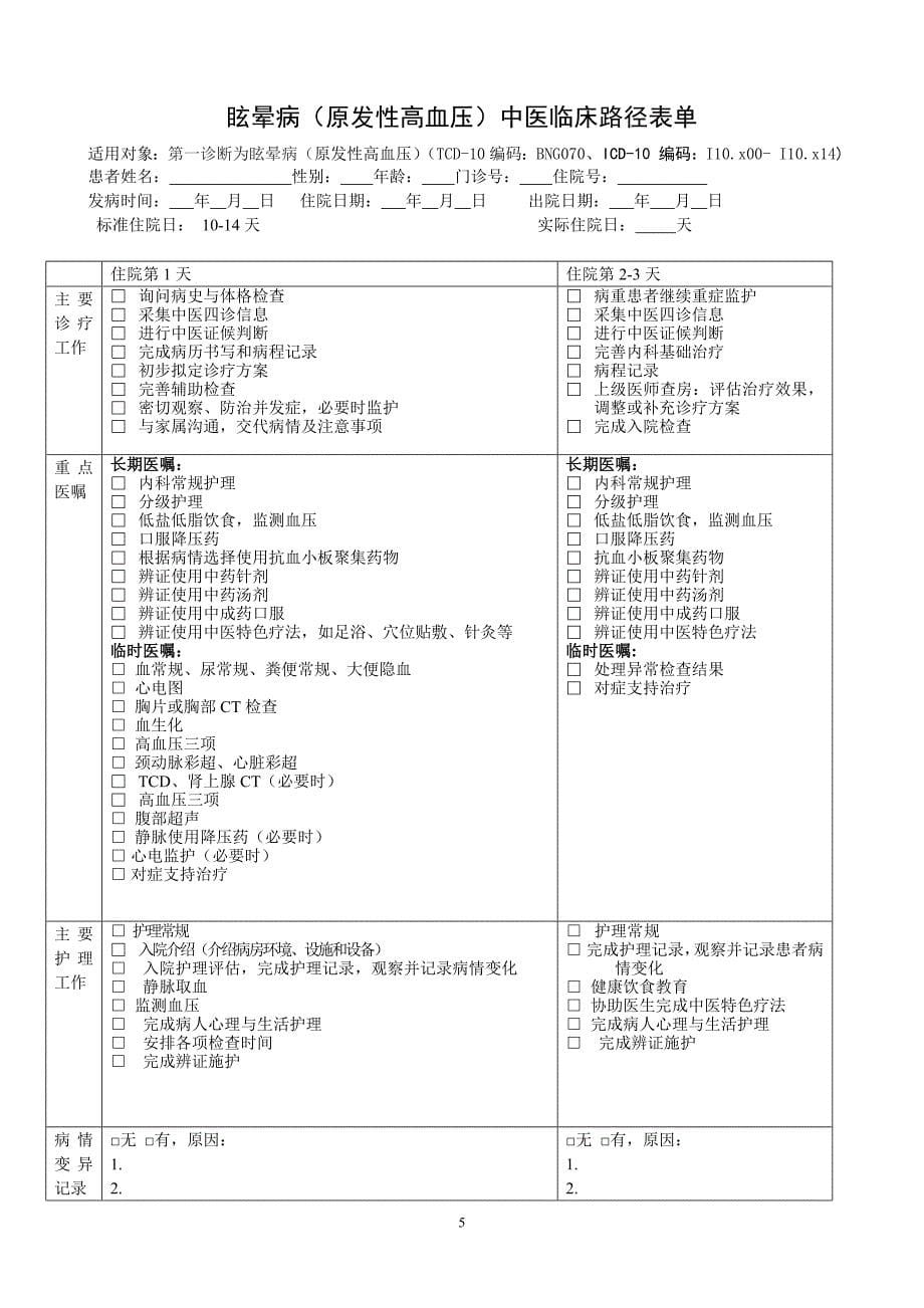 眩晕病(原发性高血压)中医临床路径.doc_第5页