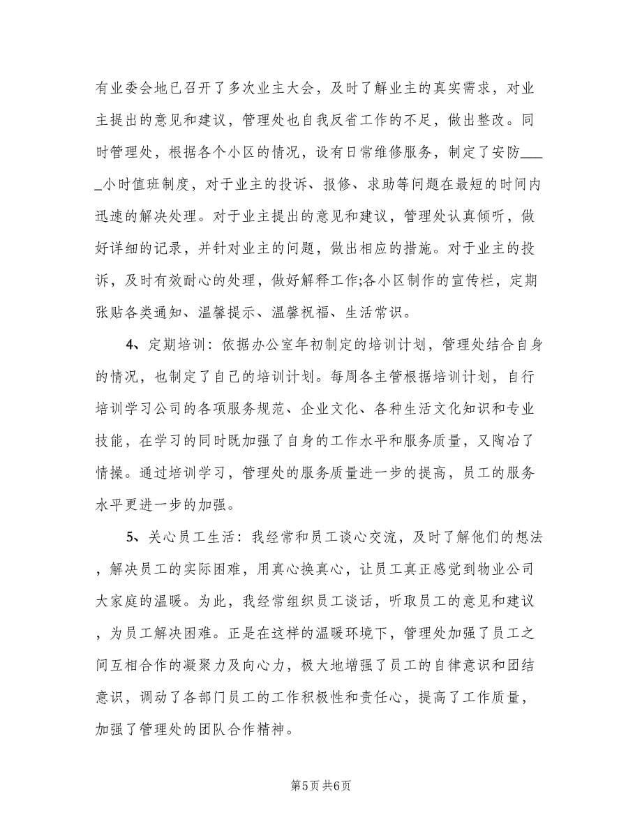 物业安防主管年终工作总结2023年标准范文（二篇）.doc_第5页