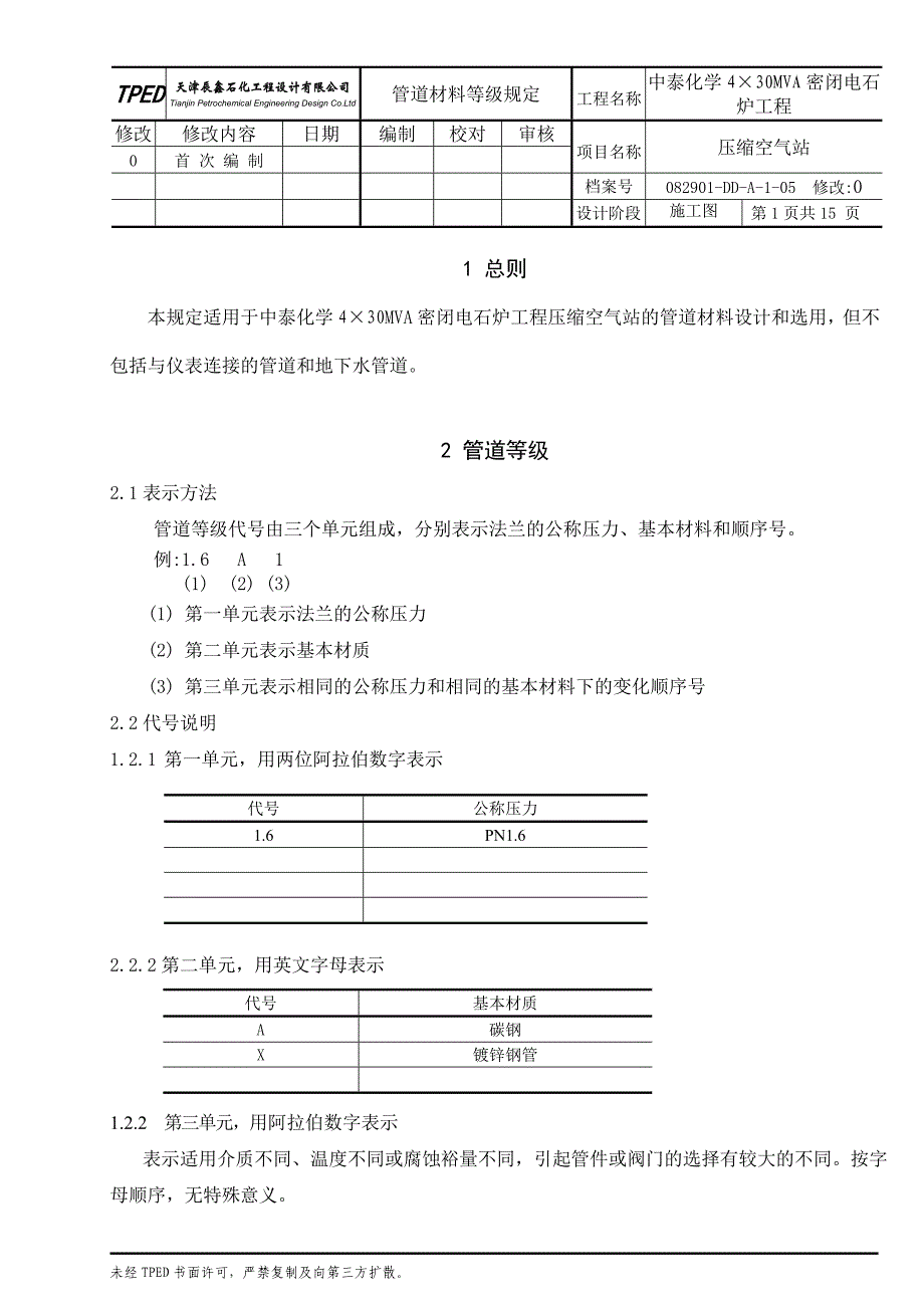 管道等级规定_第1页