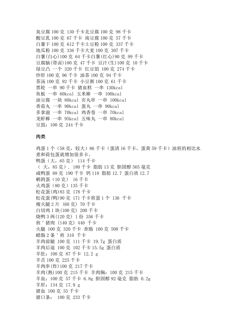 以下为每种日常食物所含有的热量.doc_第2页