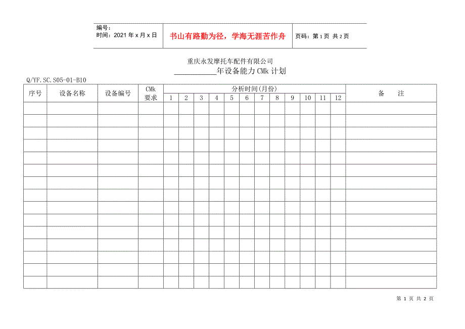 TS16949体系年设备能力CMk计划_第1页