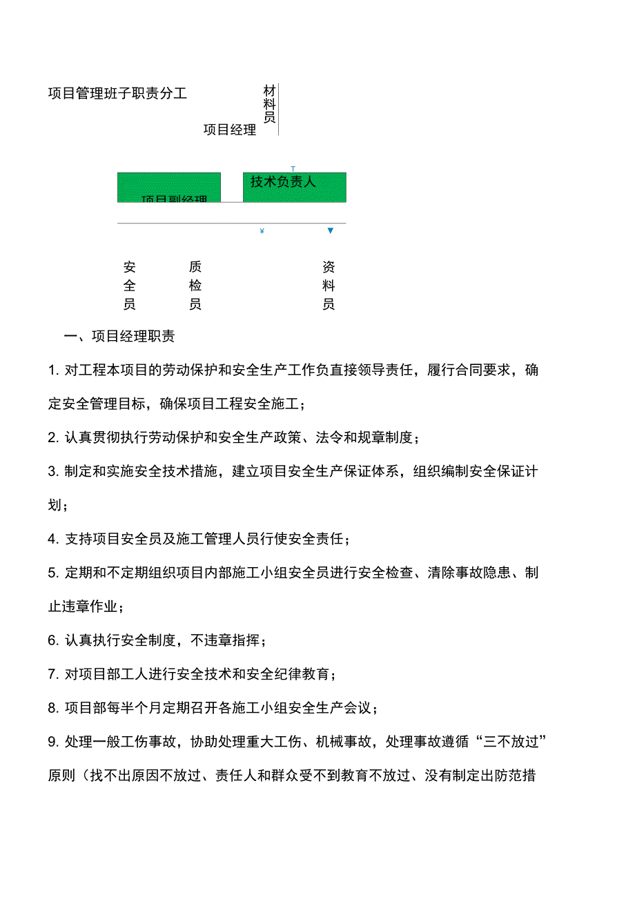 项目管理班子职责分工_第1页