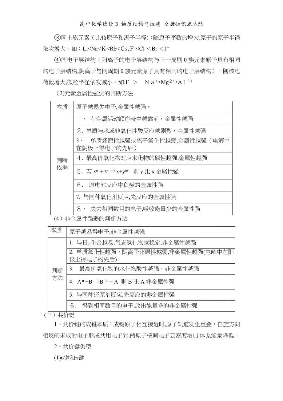 高中化学选修3 物质结构与性质 全册知识点总结_第5页