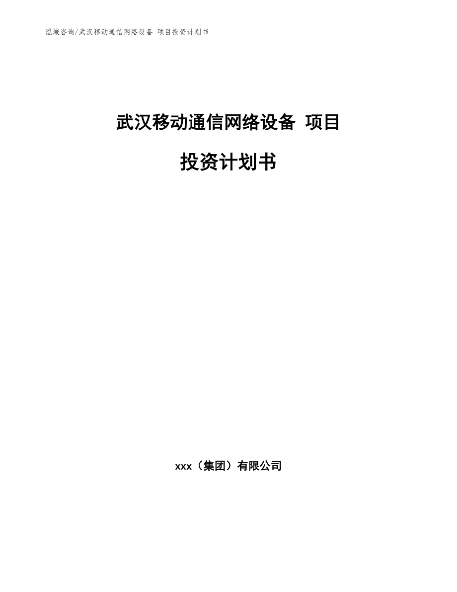 武汉移动通信网络设备 项目投资计划书_第1页