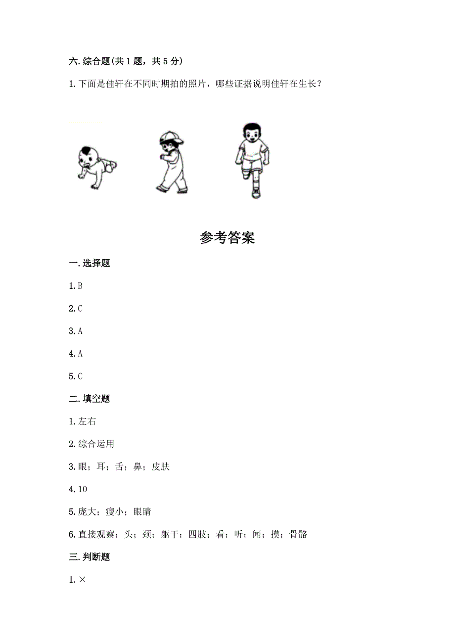 科学二年级下册第二单元《我们自己》测试卷带答案下载.docx_第4页