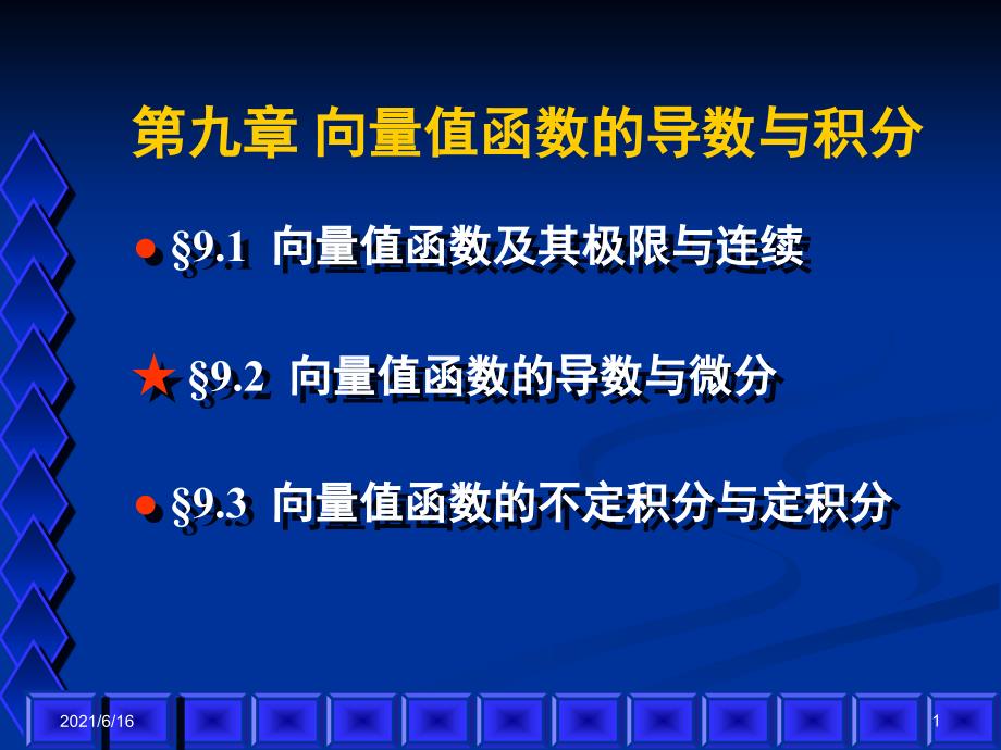 向量值函数的导数与积分_第1页