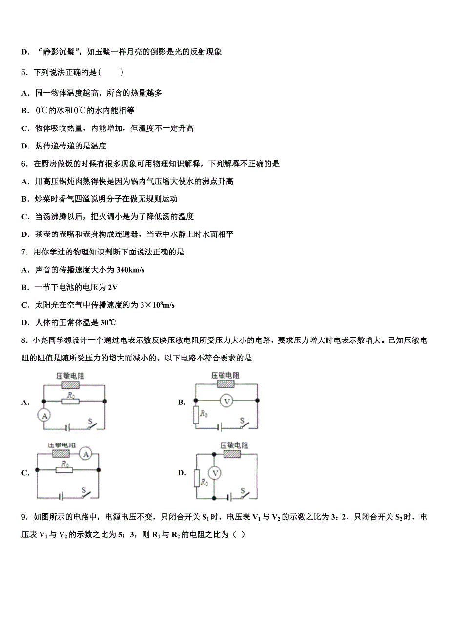 2023届江苏省射阳县实验初中中考物理最后一模试卷（含答案解析）.doc_第2页