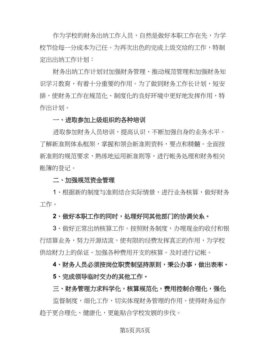 公司出纳员个人工作计划范文（四篇）.doc_第5页