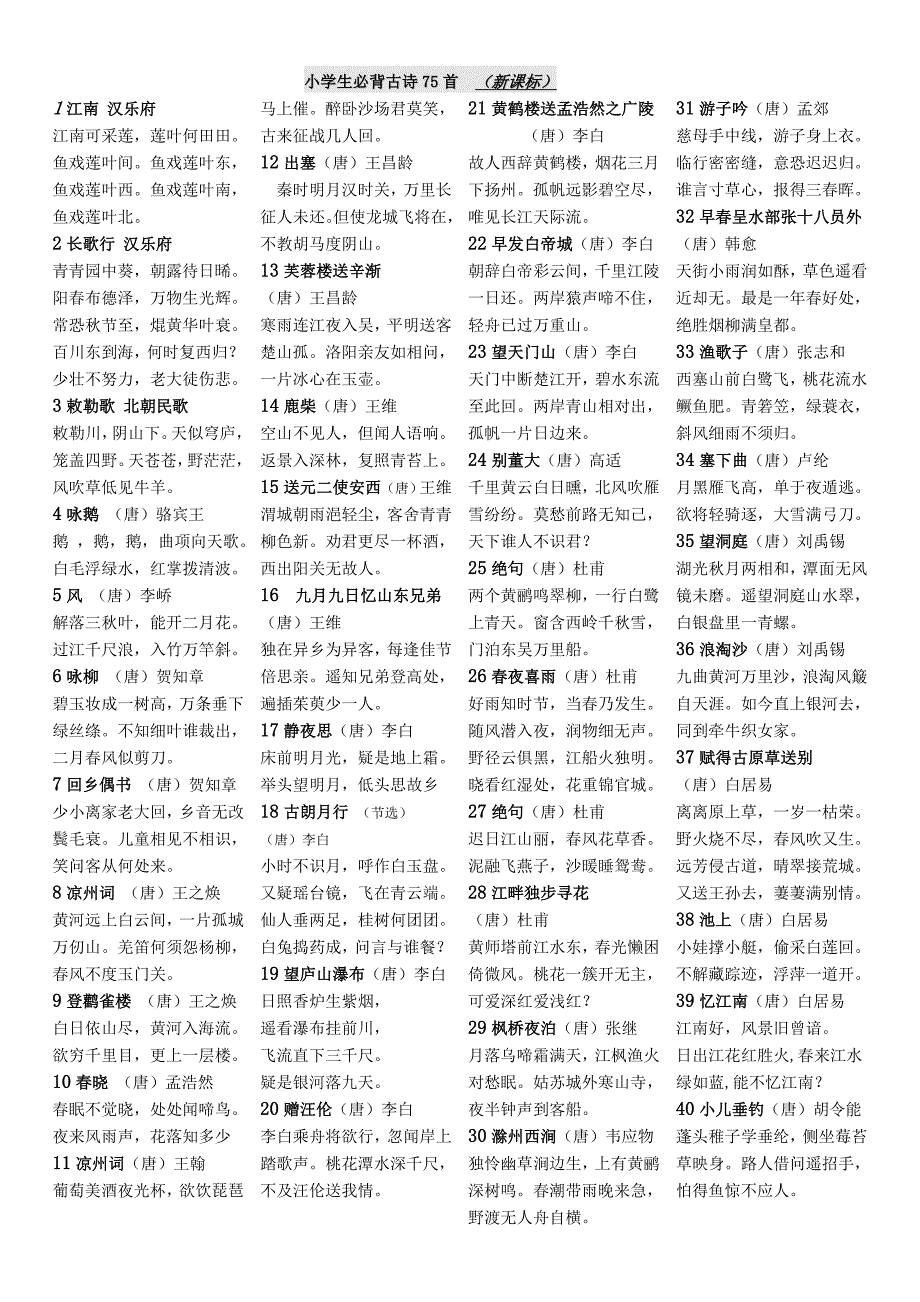 小学生必背的75首古诗(全).doc_第1页