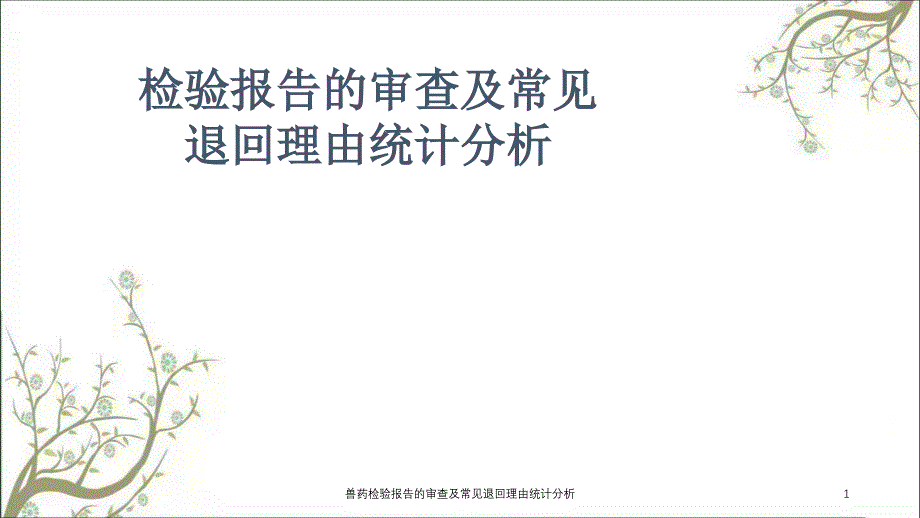 兽药检验报告的审查及常见退回理由统计分析_第1页