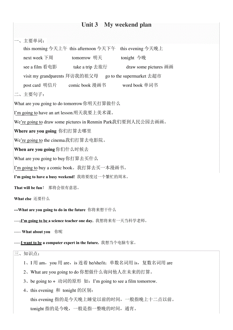 PEP六年级上册英语第3单元知识点_第1页