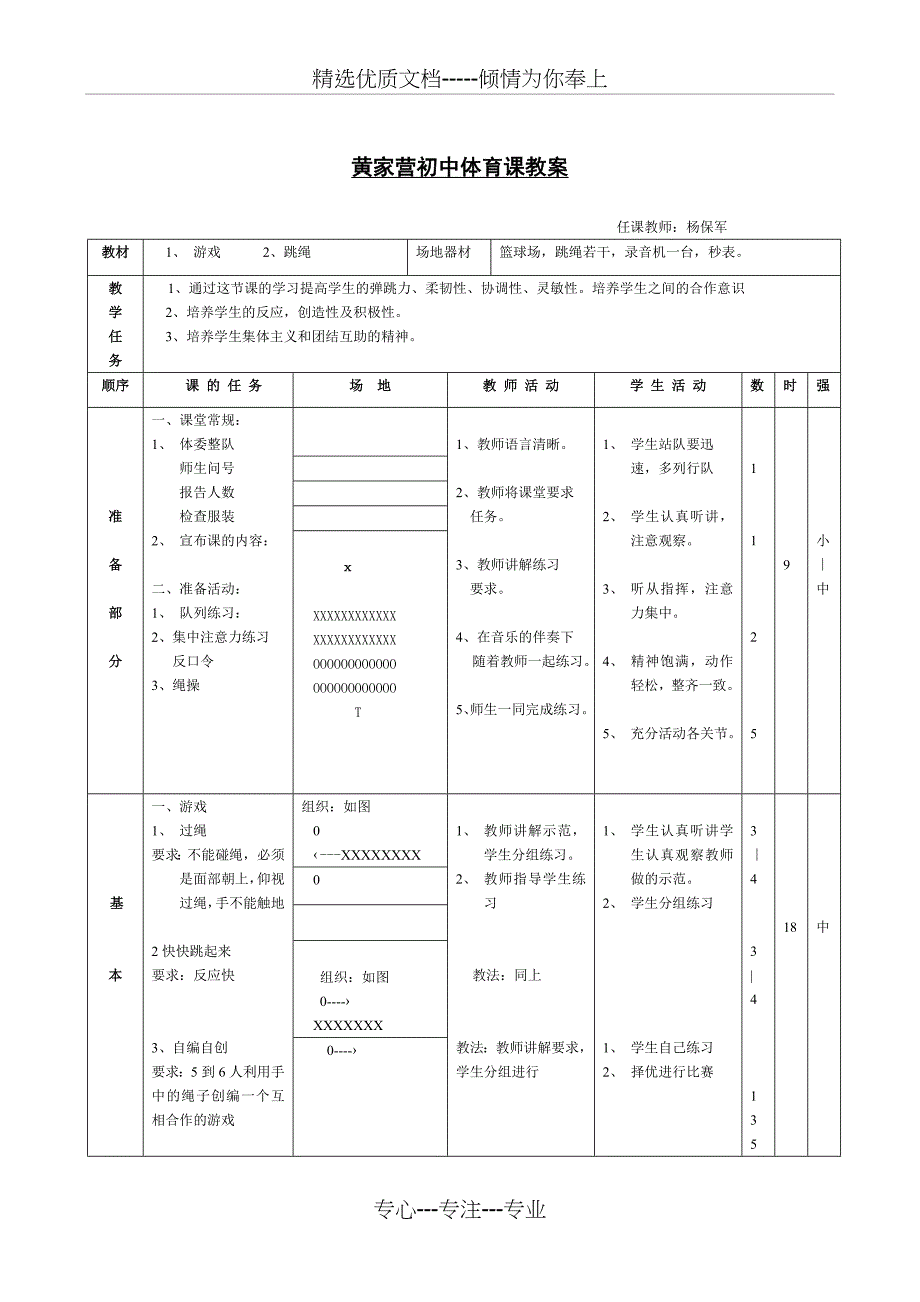 初中体育课教案(跳绳)_第1页