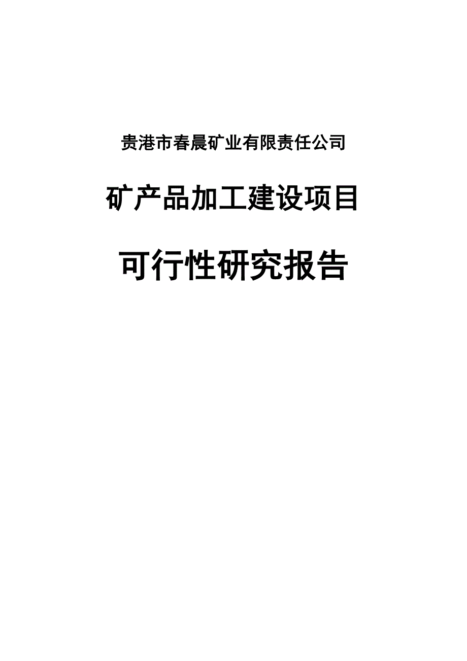 矿产品加工建设项目可行性研究报告书_第1页