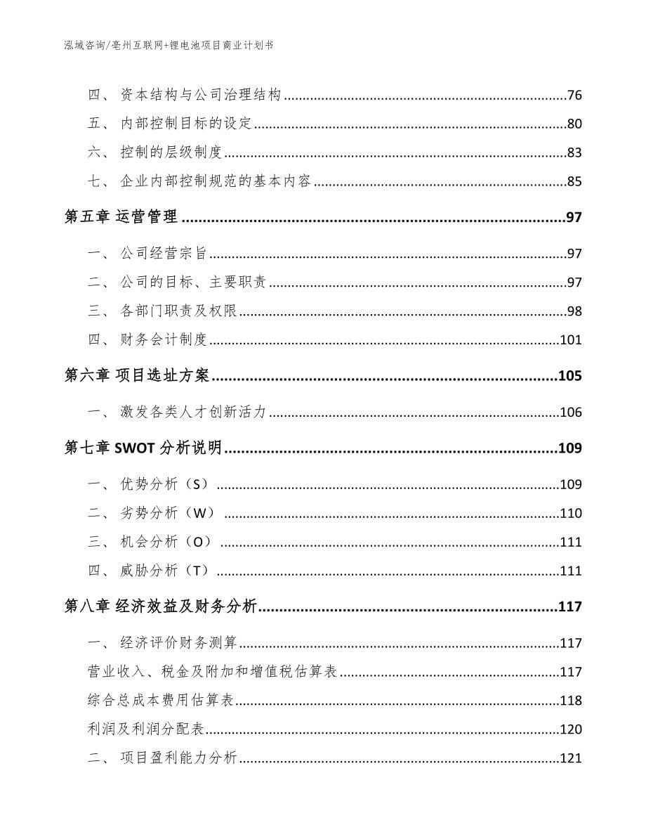 亳州互联网+锂电池项目商业计划书（模板参考）_第5页