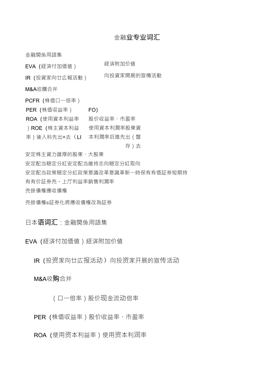 日语金融方面专业术语(中日对照)_第1页
