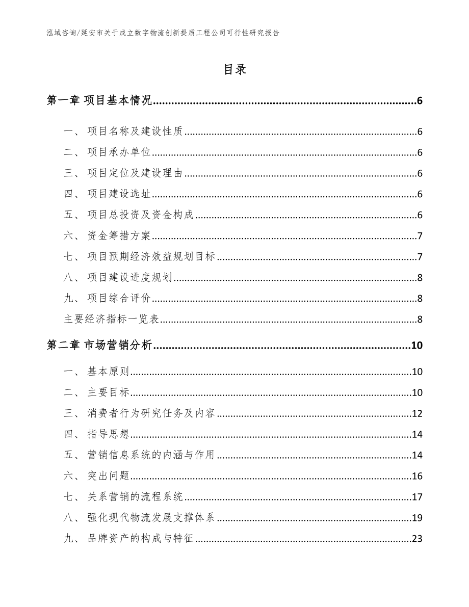 延安市关于成立数字物流创新提质工程公司可行性研究报告_范文模板_第1页