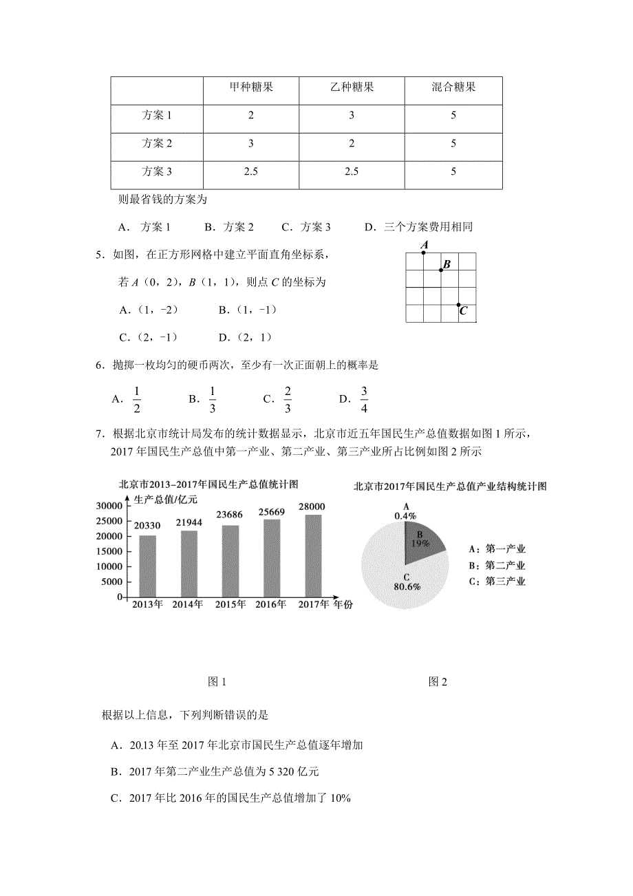 北京市顺义区2018届初三数学第二次统一练习及答案_第2页