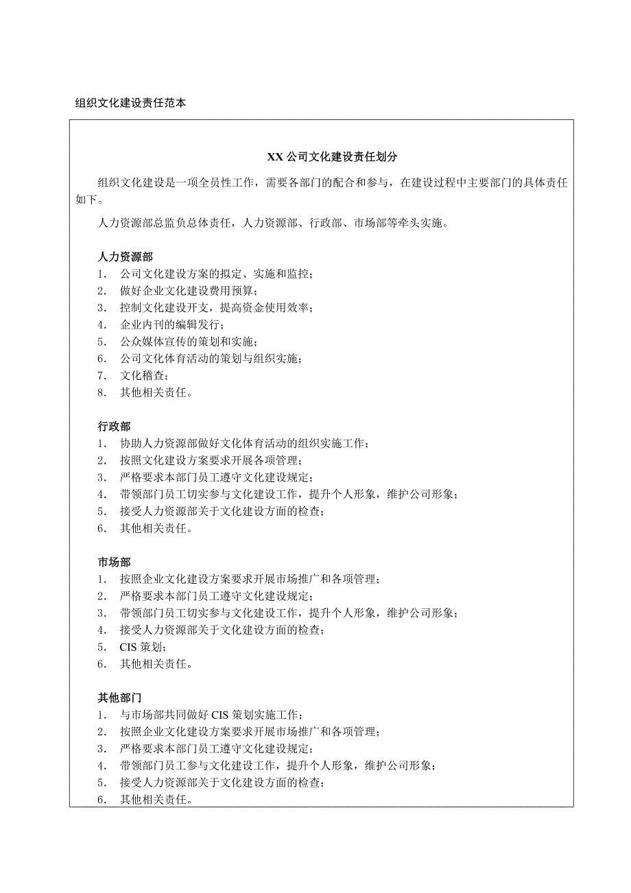 组织文化建设责任范本_第1页