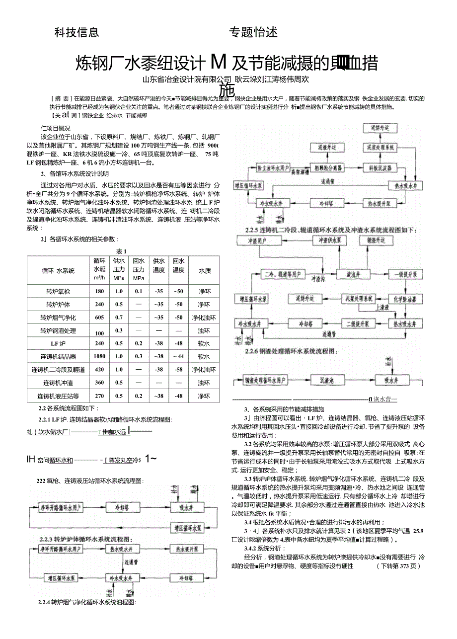 炼钢厂水系统设计以及节能减排的具体措施_第1页