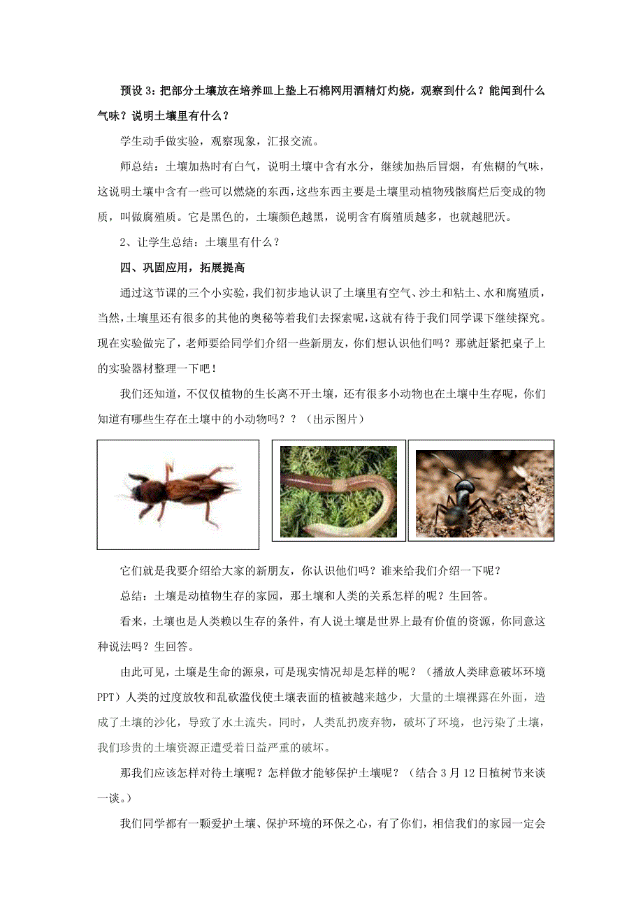 2022年三年级科学下册《土壤里有什么》教案 青岛版_第3页