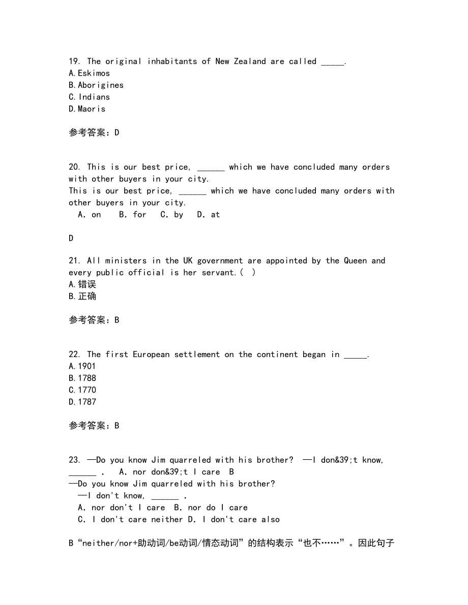 北京语言大学21秋《英语国家概况》在线作业三满分答案14_第5页