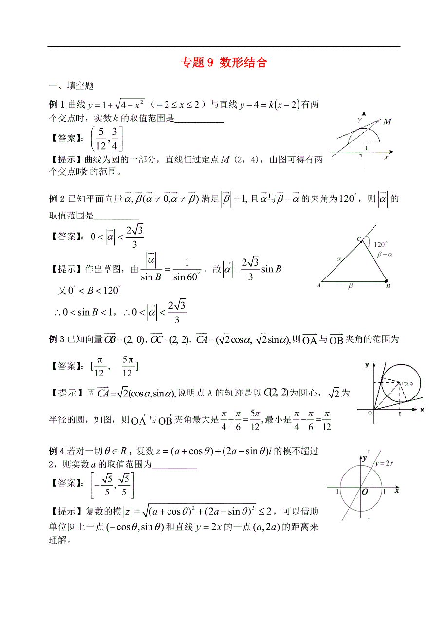 江苏省苏州市高三数学二轮复习专题训练-9-数形结合_第1页