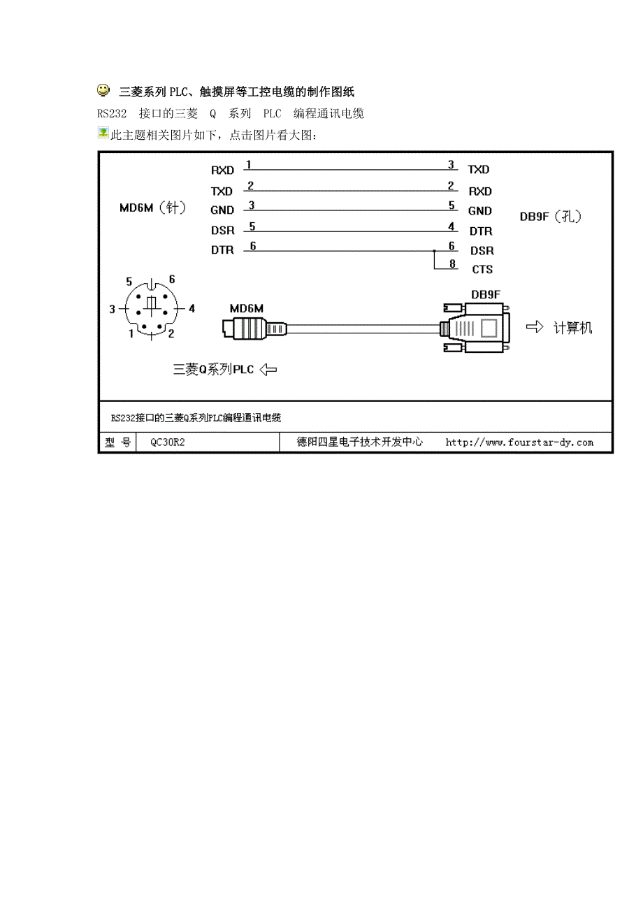 三菱系列PLC、触摸屏等工控电缆的制作图纸_第1页