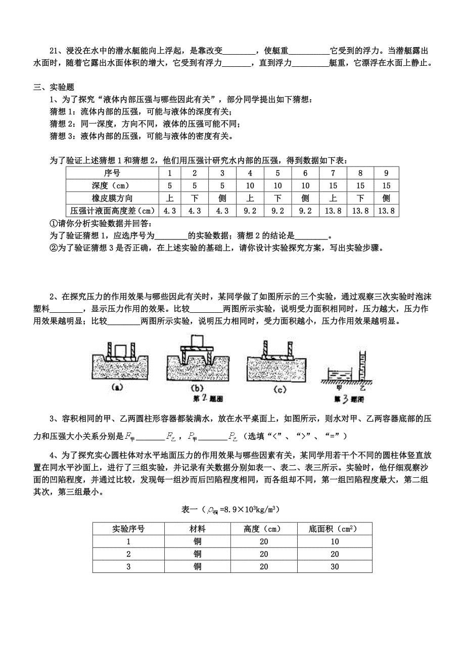 初中物理经典浮力练习试题汇总_第5页