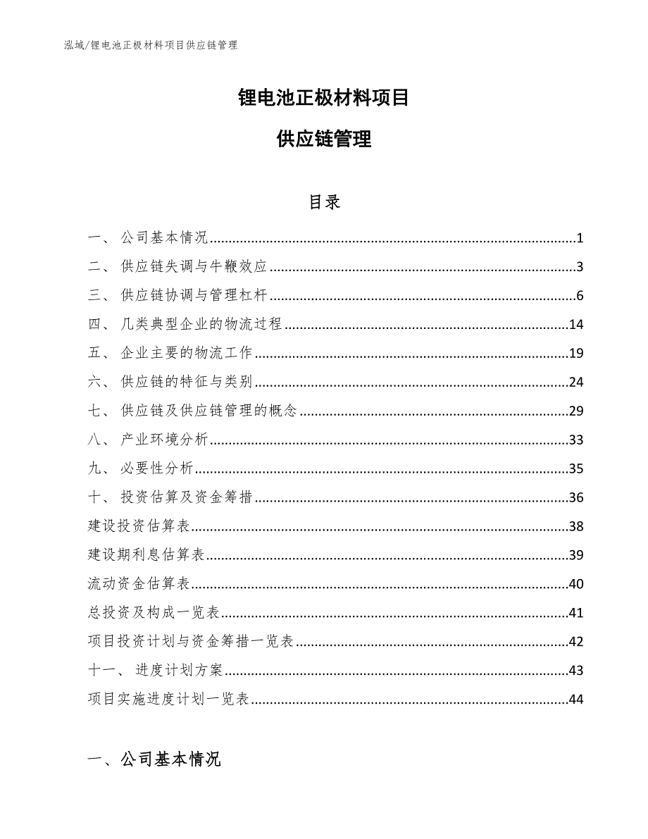 锂电池正极材料项目供应链管理（参考）_第1页