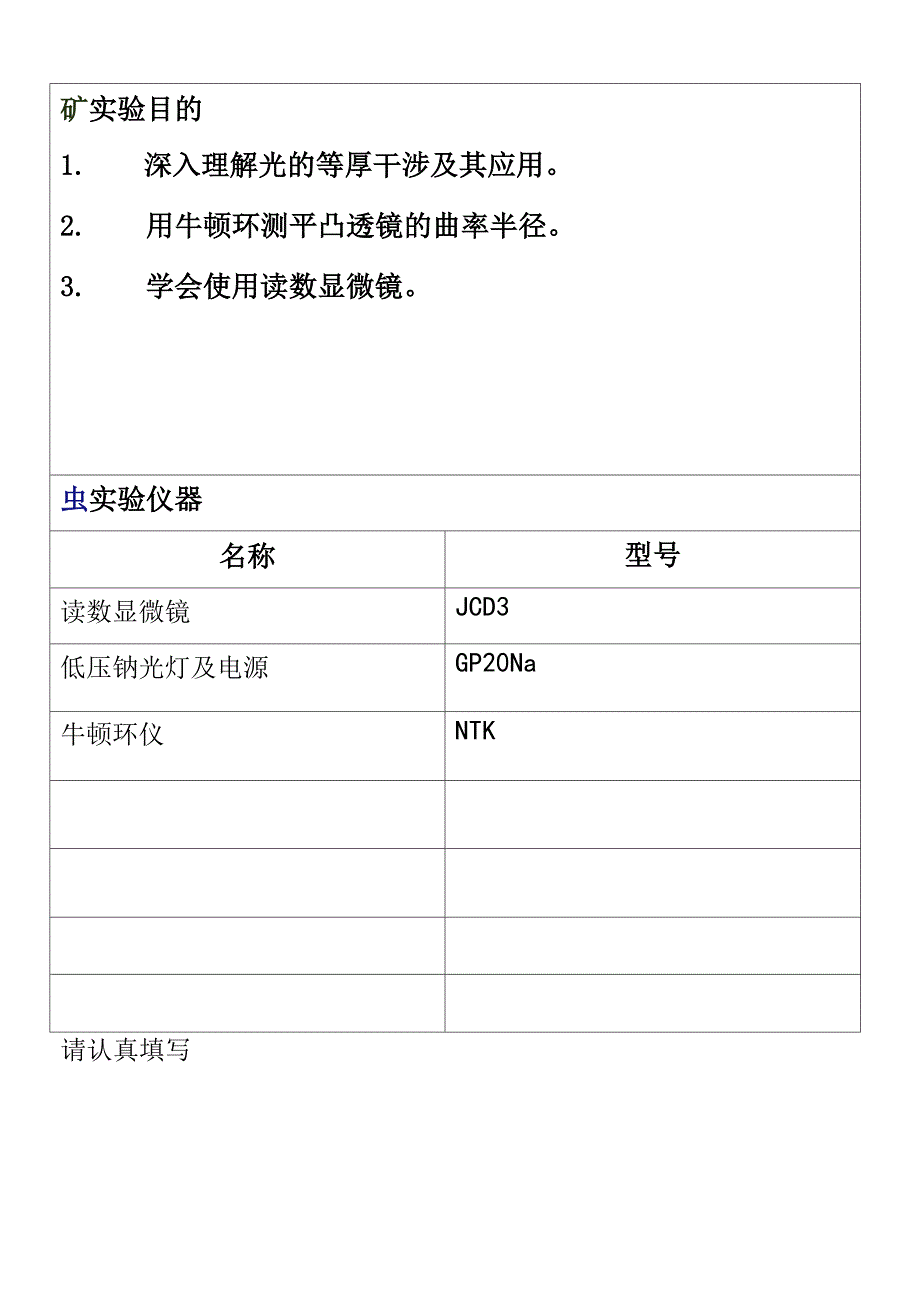 牛顿环测凸透镜的曲率半径实验完整报告含数据_第2页