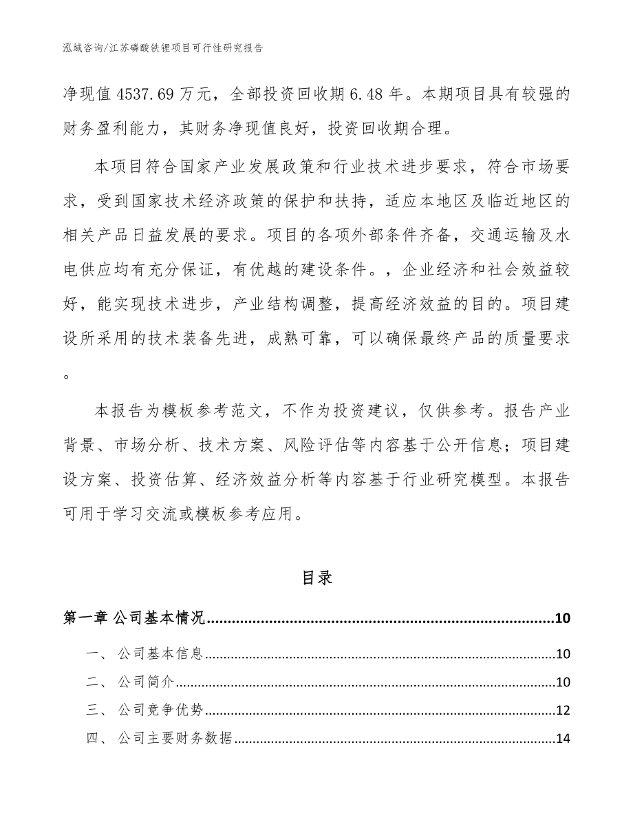 江苏磷酸铁锂项目可行性研究报告_范文参考_第3页