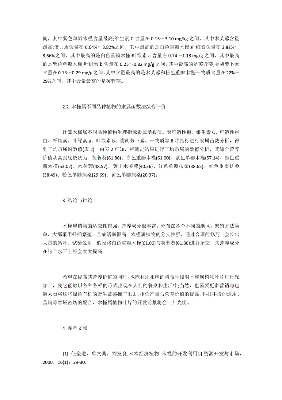 刊发木槿植物叶片营养成分_第4页