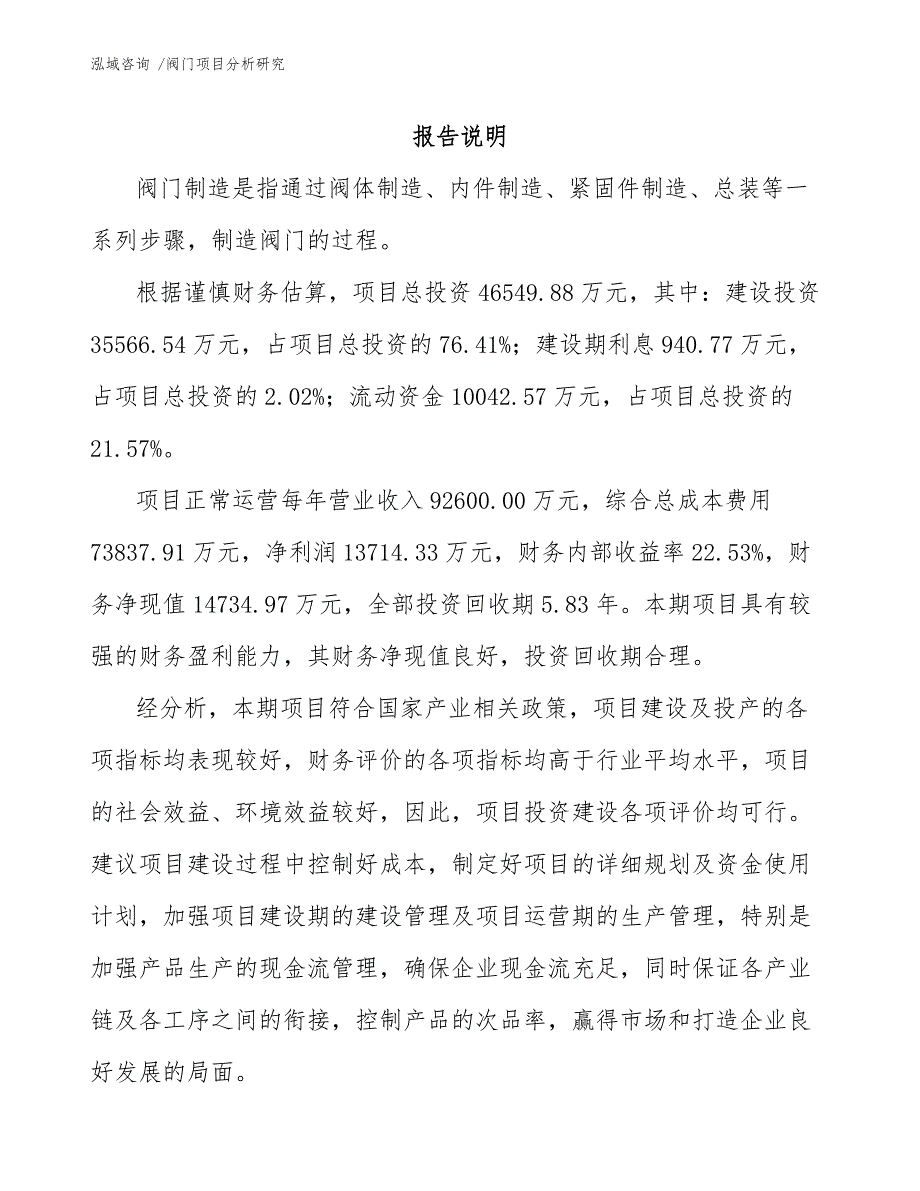 阀门项目分析研究_第1页