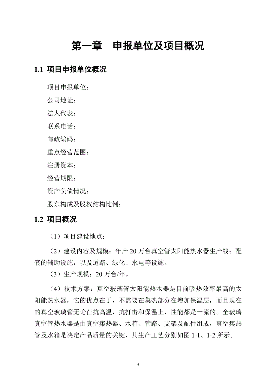 太阳能热水器项目申请报告_第4页