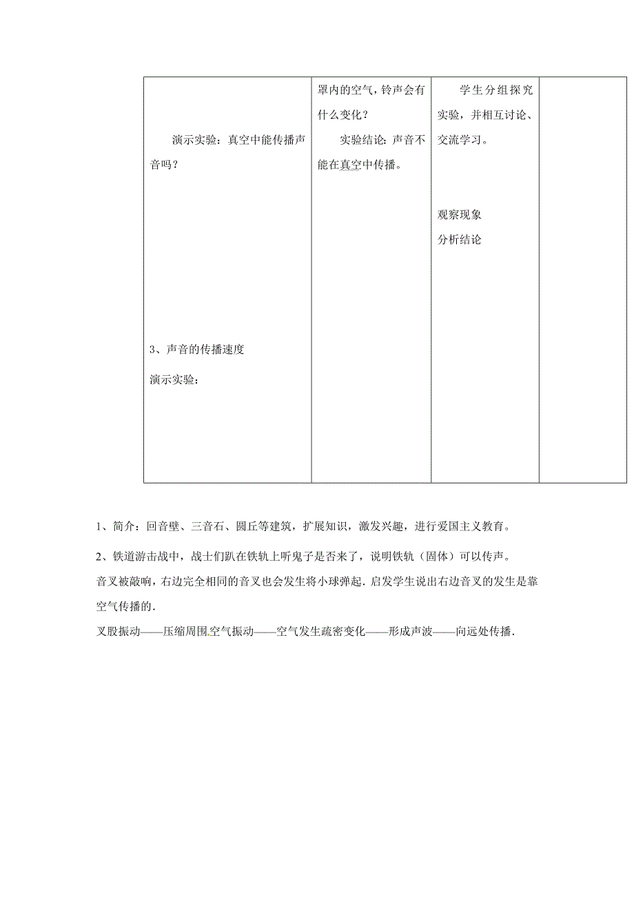 沪科版八年级物理上册　3.1科学探究声音的产生与传播 教案5_第4页