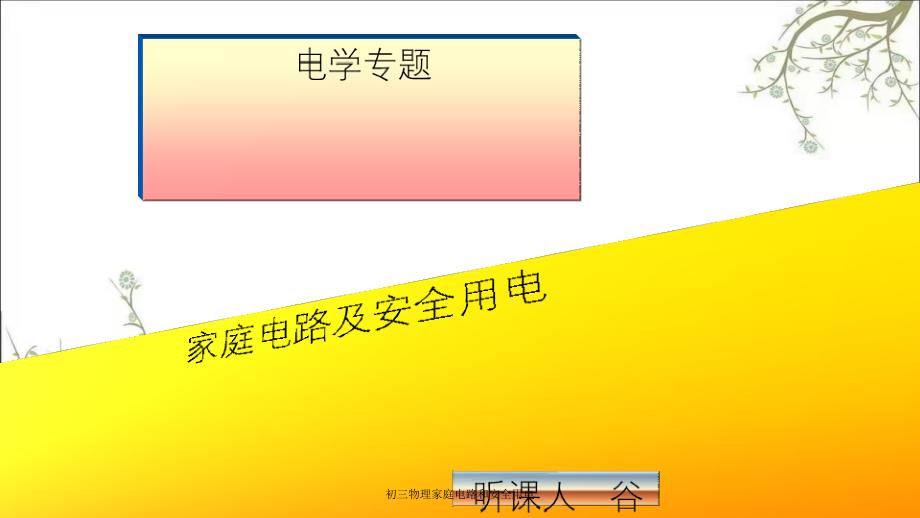 初三物理家庭电路和安全用电PPT课件_第1页