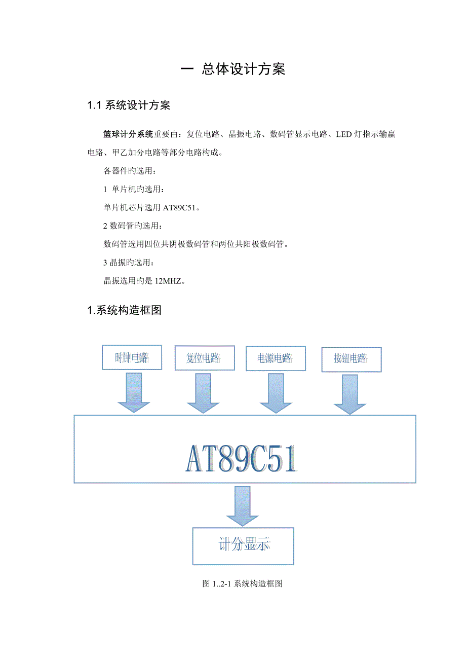 基于单片机控制的篮球计分器课程设计报告_第4页